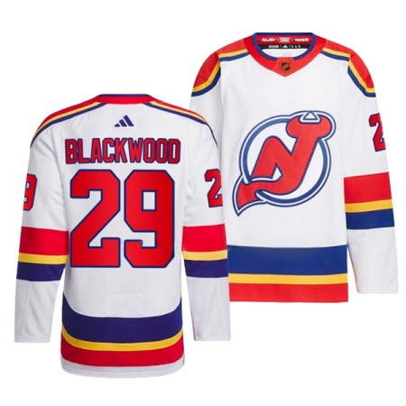 Mænd NHL New Jersey Devils Trøje Mackenzie Blackwood 29 Adidas 2022-23 Hvid Reverse Retro 2.0 Authentic